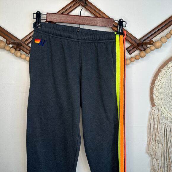 Aviator Nation Charcoal Four Stripe Sweatpant Joggers - Picture 1 of 5